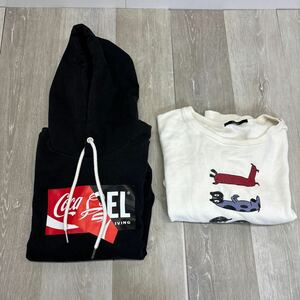 908 DIESEL Tシャツ Coca-Cola コカコーラ コラボ ロゴ プリント パーカー　XXS トップス XS プリント　ホワイト　2点　ディーゼル