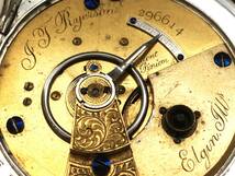 1873年製◆ELGIN J.T.Ryerson 銀無垢COIN大型フルハンター 鍵巻き 大型18S 7石 Gr,55 エルジン大型懐中時計◆_画像5