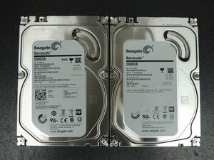 【2台まとめ売り/検品済み】Seagate 2TB HDD ST2000DM001 【使用時間7419h・7875h】 管理:ナ-16