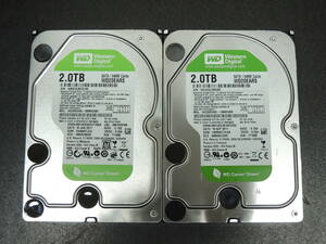 【2台まとめ売り/検品済み】WD 2TB HDD WD20EARS 【使用時間170h・178h】管理:ナ-93