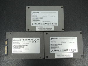 【3台まとめ売り/検品済み】Micron SSD 128GB MTFDDAC128MAM-1J1/MTFDDAC128MAG-1G1 (使用時間：1307h・6583h・6061h) 管理:ネ-79