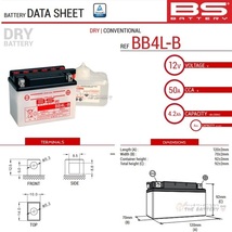 BB4L-B バイク バッテリー BSバッテリー 二輪 用 互換 GM4-3B YB4L-B FB4L-B BX4A-3B_画像2