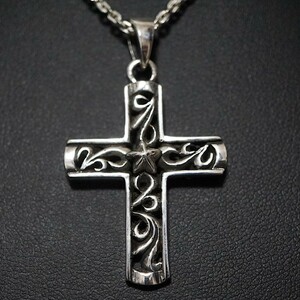 教会の十字架 カトリック十字架 銀 ネックレス ペンダント シルバー925 クロス クロス型チェーン付き 送料無料0693