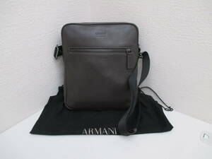 ブランド祭 バッグ祭 美品 ARMANI COLLEZIONI アルマーニ コレッツォーニ ショルダーバッグ ① クロスボディ レザー メンズ ダークブラウン