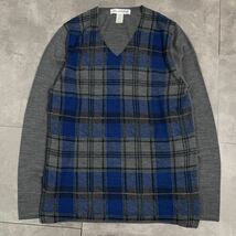 希少　COMME des GARCONS SHIRT コムデギャルソンシャツ　■川久保玲　■チェック 切り替え　■ニット セーター　■コレクション Lサイズ_画像9