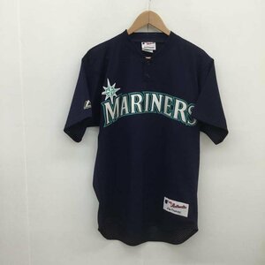 MAJESTIC M マジェスティック カットソー 半袖 00s イチロー Seattle Mariners メッシュ ヘンリー シアトルマリナーズ 10091810