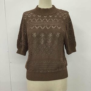 rienda FREE リエンダ ニット、セーター 半袖 110DS670-1530 ボーダークロシェKnit TOP Knit Sweater 茶 / ブラウン / 10096059