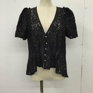 ZARA M ザラ カットソー 半袖 4437 061 800 Vネック 総レース Cut and Sewn 黒 / ブラック / 10098323