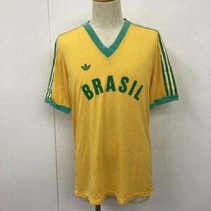 adidas 表記無し アディダス Tシャツ 半袖 Vネック ブラジル製 80s T Shirt 黄 / イエロー / X 緑 / グリーン / 10101589