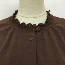 Samansa Mos2 FREE サマンサ モスモス シャツ、ブラウス 長袖 1709657 衿刺繍前開きシャーリングブラウス Shirt Blouse 10099868_画像4