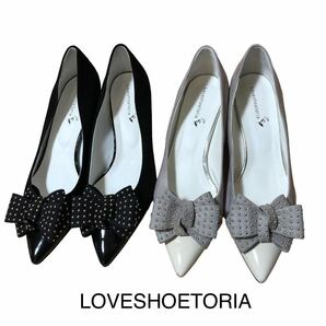 セット　LOVESHOETORIA ラブシュートリア パンプス　スエードコンビ