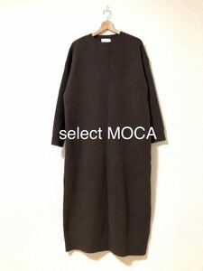 select MOCA セレクトモカ　ウール混　ニット　ロングワンピース　リブ袖
