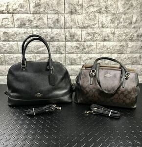 D4★COACH2点セット ハンドバッグ ブラックレザー ブラウンレザー 現状品※発送は12/28までとなります。