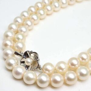 ●本真珠ネックレス●d 53.4g 55cm 8.0-8.5mm珠 パール pearl necklaces silver ジュエリー DF0/EA6