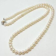 鑑別付き!!●アコヤ本真珠ロングネックレス●d 41.9g 64cm 6.5-7.0mm珠 パール pearl necklaces silver ジュエリー DH9/EB6_画像7