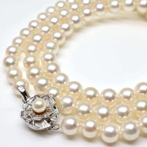 鑑別付き!!●アコヤ本真珠ロングネックレス●d 41.9g 64cm 6.5-7.0mm珠 パール pearl necklaces silver ジュエリー DH9/EB6