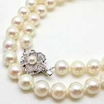 鑑別付き!!●アコヤ本真珠ネックレス●d 37.6g 47cm 7.5-8.0mm珠 パール pearl necklaces silver ジュエリー EB6/EB6_画像1