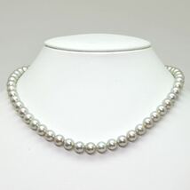 鑑別付き!!●アコヤ本真珠ネックレス●d 32.4g 43cm 7.0-7.5mm珠 パール pearl necklaces silver ジュエリー EA1/EB6_画像2