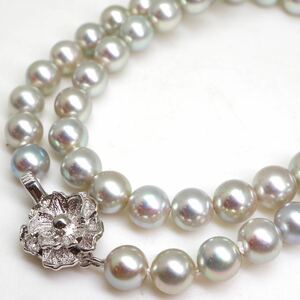 鑑別付き!!●アコヤ本真珠ネックレス●d 32.4g 43cm 7.0-7.5mm珠 パール pearl necklaces silver ジュエリー EA1/EB6