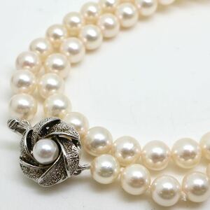 鑑別付き!!●アコヤ本真珠ネックレス●d 30.2g 44cm 6.5-7.0mm珠 パール pearl necklaces silver ジュエリー DH0/EA0