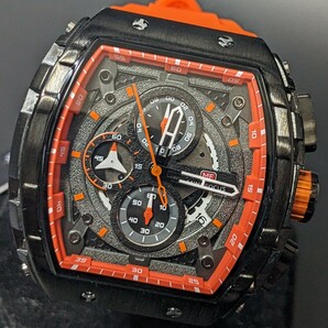 新品 腕時計 リシャールミルtype クオーツ クロノグラフ トノー オレンジ ブラック スポーツの画像1