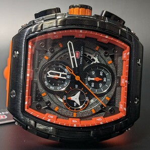 新品 腕時計 リシャールミルtype クオーツ クロノグラフ トノー オレンジ ブラック スポーツの画像5