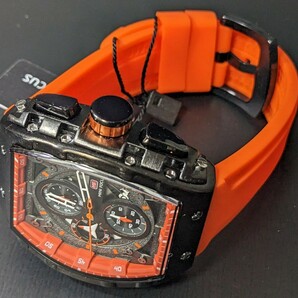 新品 腕時計 リシャールミルtype クオーツ クロノグラフ トノー オレンジ ブラック スポーツの画像6