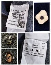 美品☆LARDINI ダブルチェスターコート 希少リバーシブル ネイビー&グレー 最高級ウール 大きいサイズ 54 イタリア製 ブートニエール付 1円_画像7