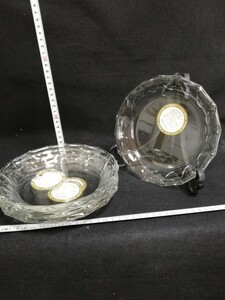 G1241.【未使用】昭和レトロ　パイレックス　ガラス　皿　プレート　盛り皿　4枚セット/80