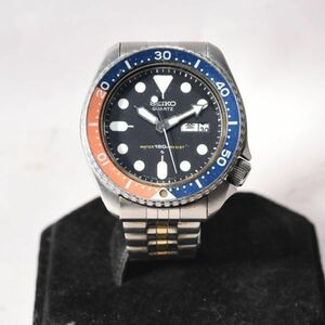 100円～ 良品 SEIKO セイコー 腕時計 7548-700B ダイバー150m ペプシベゼル クォーツ メンズ シルバー文字盤ブラック 日付 曜日 #N※124