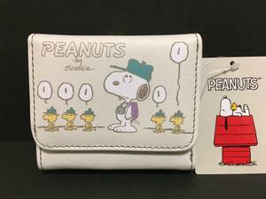 PEANUTS★スヌーピー　がま口三つ折り財布☆彡　PEANUTS/B　ホワイト☆　小銭入れあり　ウォレット　新品　SNOOPY