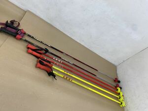 スキー ストック ポール TEAM DAIWA CARBOFLEX 125cm / LEKI 赤 105cm-42 / LEKI 黄色 95cm-38 ストック3点