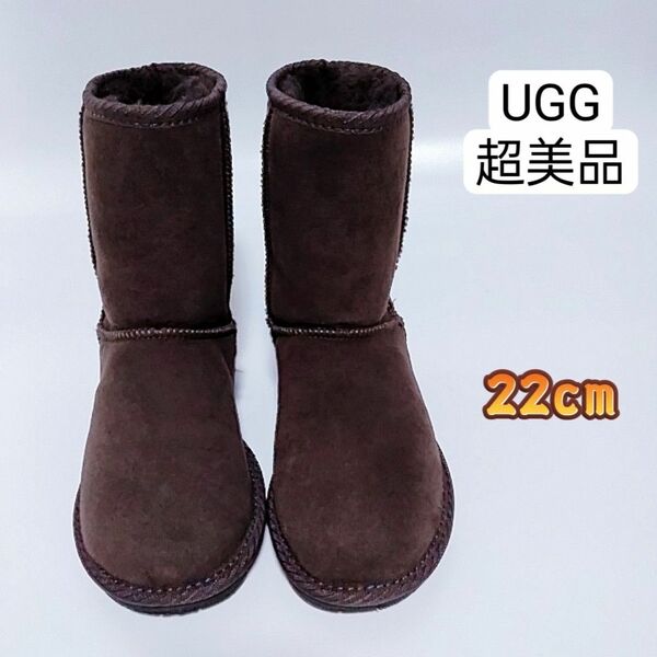 美品　アグ　UGG　ムード　ブーツ　ブラウン　22cm ムートンブーツ