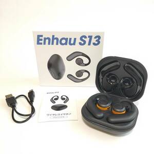 「一円スタート」Enhau S13 ワイヤレスイヤホン 耳を塞がない Bluetooth5.3 IPX6防水 S13「1円」AKI01_0947