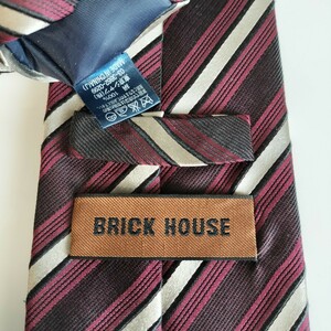 BRICK HOUSE by TOKYO SHIRT（ブリックハウス）ボルドー白ストライプネクタイ