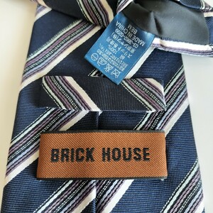 BRICK HOUSE by TOKYO SHIRT（ブリックハウス）紺紫白ストライプネクタイ