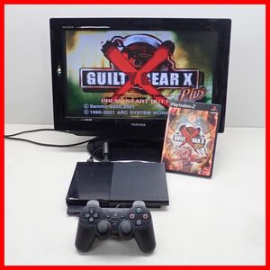 動作品 PS2 プレステ2 薄型 本体 SCPH-90000 チャコール・ブラック + ギルティギア ゼクス プラス まとめてセット SONY ソニー【10