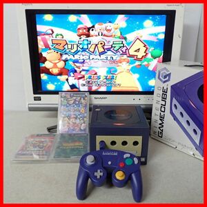 動作品 GC ゲームキューブ 本体 バイオレット 箱付 + マリオパーティ4 等 ソフト3本 まとめてセット 任天堂 Nintendo【20