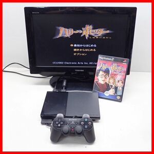 動作品 PS2 プレステ2 薄型 本体 SCPH-90000 チャコール・ブラック + ハリー・ポッターと秘密の部屋 まとめてセット SONY ソニー【10