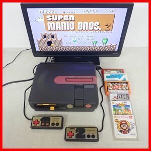 1円〜 修理品 FC ツインファミコン 本体 AN-500B + ドキドキパニック/燃えろ!!プロ野球等 ソフト6本 まとめてセット SHARP シャープ【20