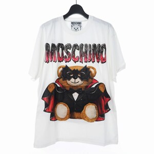 未使用品 モスキーノ MOSCHINO 20SS バッド テディベア プリント Tシャツ カットソー 半袖 XL ホワイト 白 A0711 メンズ