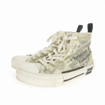 ディオールオム Dior HOMME × ダニエル アーシャム Daniel Arsham ニュースペーパー ハイカットスニーカー 40 グレー 灰 メンズ_画像1