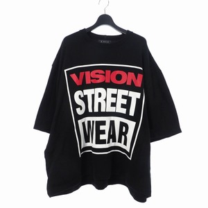 アンリアレイジ ANREALAGE ヴィジョンストリートウェア VISION STREET WEAR ZOOM UP T-SHIRT Tシャツ 半袖 プリントロゴ L 黒 1305720