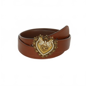  Dolce & Gabbana Dolce&Gabbana DOLCE&GABBANA DEVOTION leather belt car i knee vaketa tea Brown lady's 