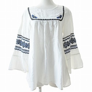  Ships SHIPS any beautiful goods blanket stitch blouse shirt long sleeve embroidery white F 1130 lady's 