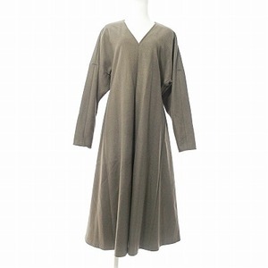  unused goods Stunning Lure STUNNING LURE 21AW tag attaching One-piece long sleeve long height flair V neck wool . khaki 2 1212 lady's 