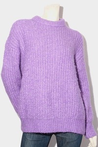 2022AW ZARA ザラ purl knit sweater アルパカブレンド フェルトテクスチャー ニットセーター M purple パープル 9598/156 /◆☆ レディー