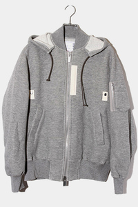 sacai サカイ SIZE:2 SPONGE SWEAT HOODIE スポンジ スウェットフーディ ジップパーカー GRAY グレー 17-01481M /◆ メンズ