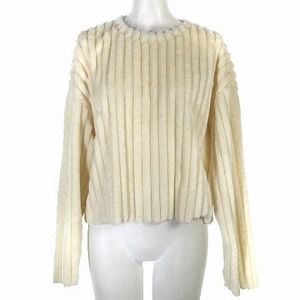  Zara ZARA вязаный свитер длинный рукав широкий ребра вырез лодочкой cut off белый белый S женский 