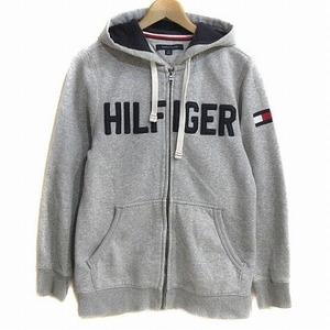 トミーヒルフィガー TOMMY HILFIGER パーカー スウェット フーディー 長袖 ジップアップ フロントロゴ 裏起毛 グレー S メンズ